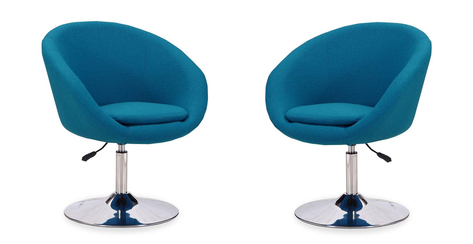 Manhattan Comfort Set of 2 Hopper Wool Blend Adjustable Height Chairs Blue: Swivel Armchairs for College Dorm