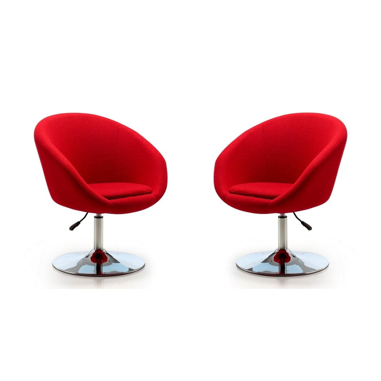 Set of 2 Hopper Wool Blend Adjustable Height Chairs Red - Manhattan Comfort