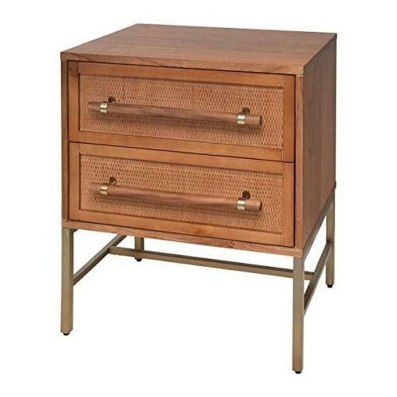Hopper Studio Hopper Studio Sophia Solid Wood 2-Drawer Rattan Nightstand, Stylish Storage For Modern Homes