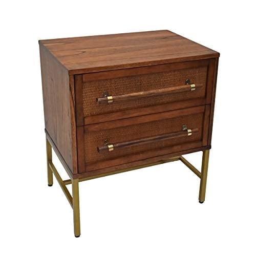 Hopper Studio Hopper Studio Sophia Solid Wood 2-Drawer Rattan Nightstand, Stylish Storage For Modern Homes
