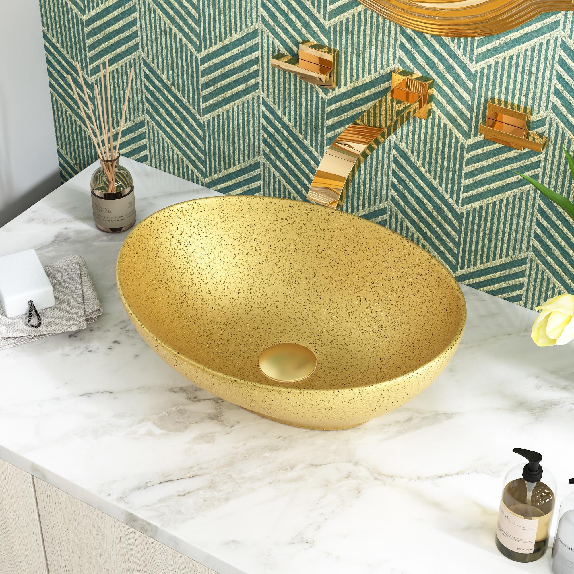 Horizon Gold Oval Ceramic Above-Counter Bathroom Sink