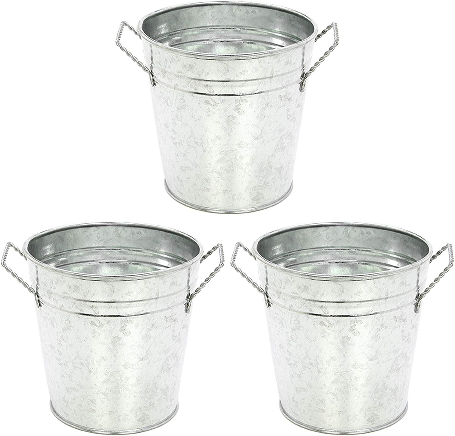 Hosley 3 pack of Galvanized Planters - 5 Inch Diameter