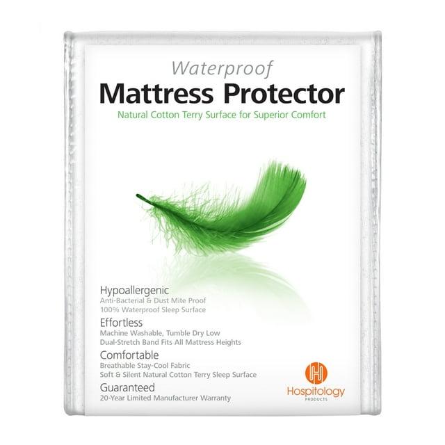 Hospitology Waterproof Hypoallergenic Dust Mite Proof Fitted Natural Cotton Mattress Protector