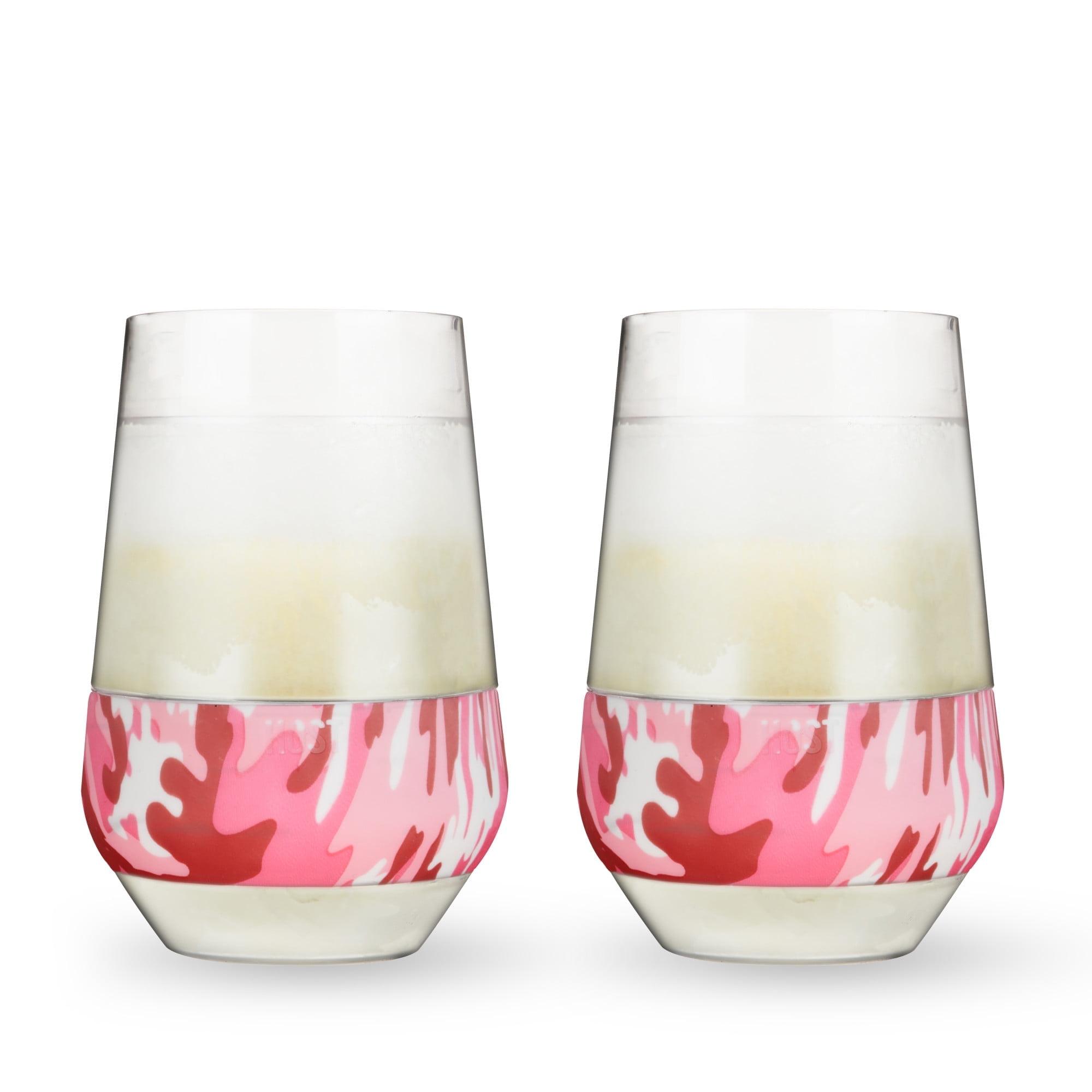 HOST Freeze XL Cooling Cup in Double Walled Insulated Freezable Drink Chilling Tumbler with Freezing Gel, 12 Ounces, Pink Camo Set of 2