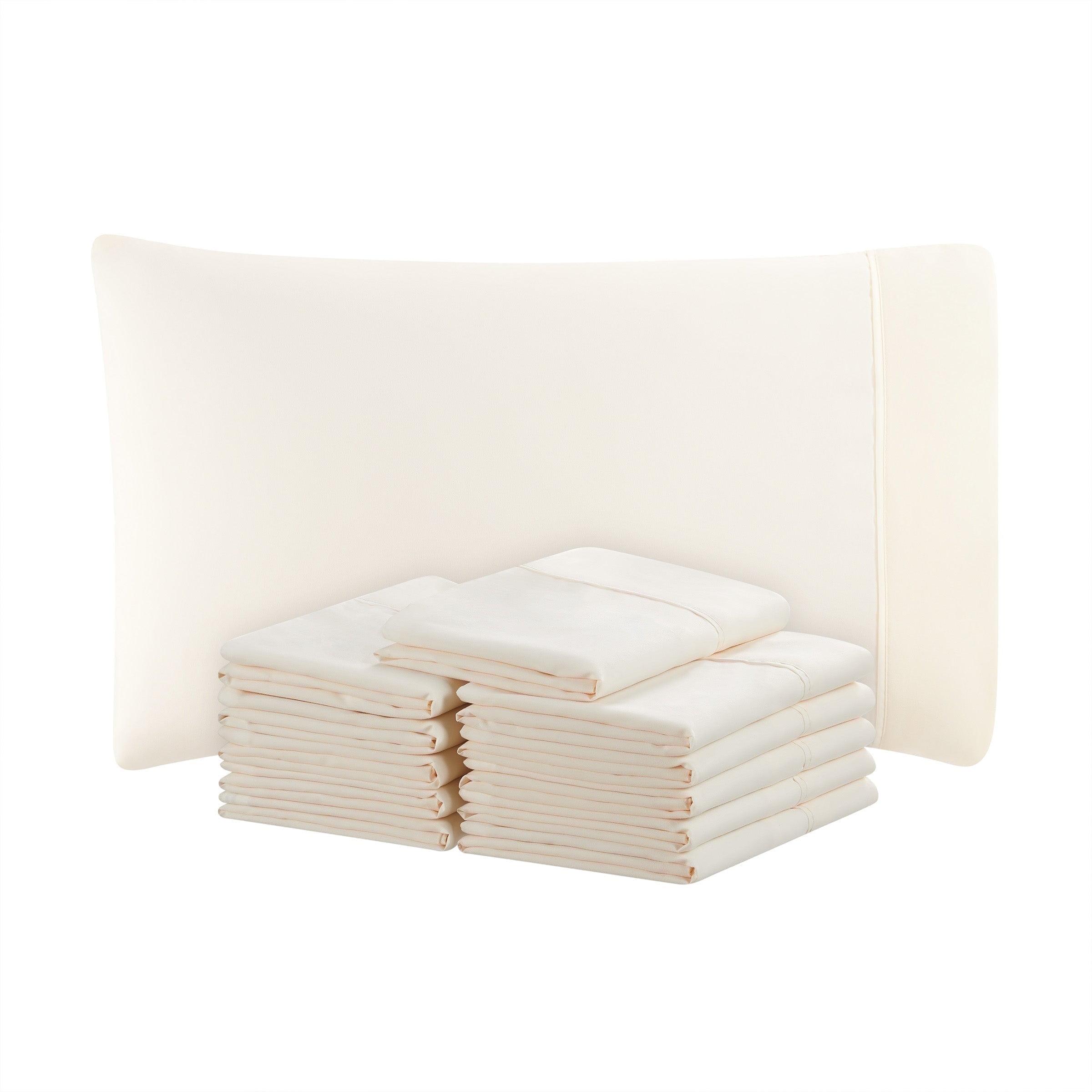 Ivory Hypoallergenic Microfiber Queen Pillowcases - Pack of 12