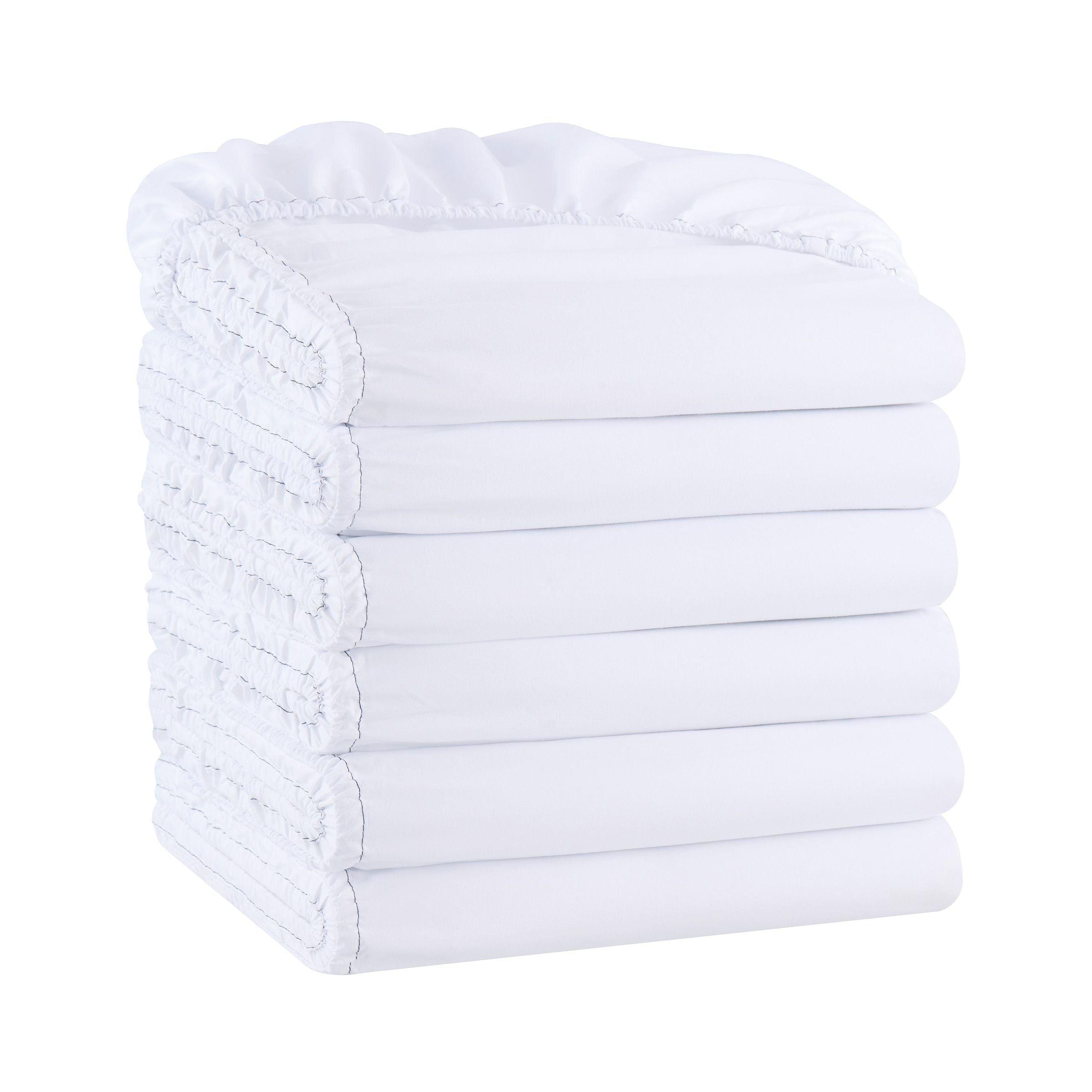 Queen White Brushed Microfiber Fitted Sheets Set - Pack of 6