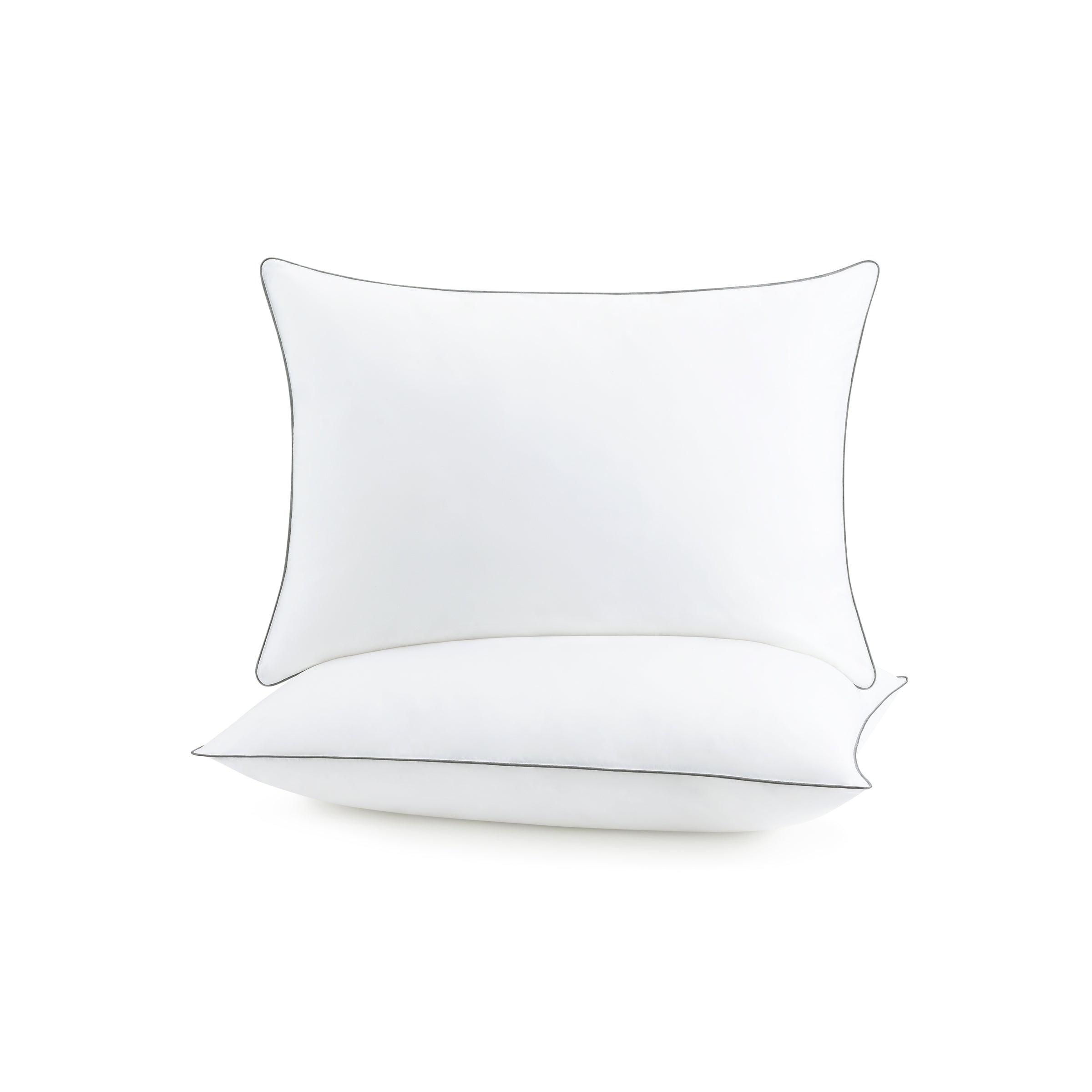 Host & Home Hypoallergenic Pillows (2 Pack) - White with Silver Piping, Cotton with Poly Fill