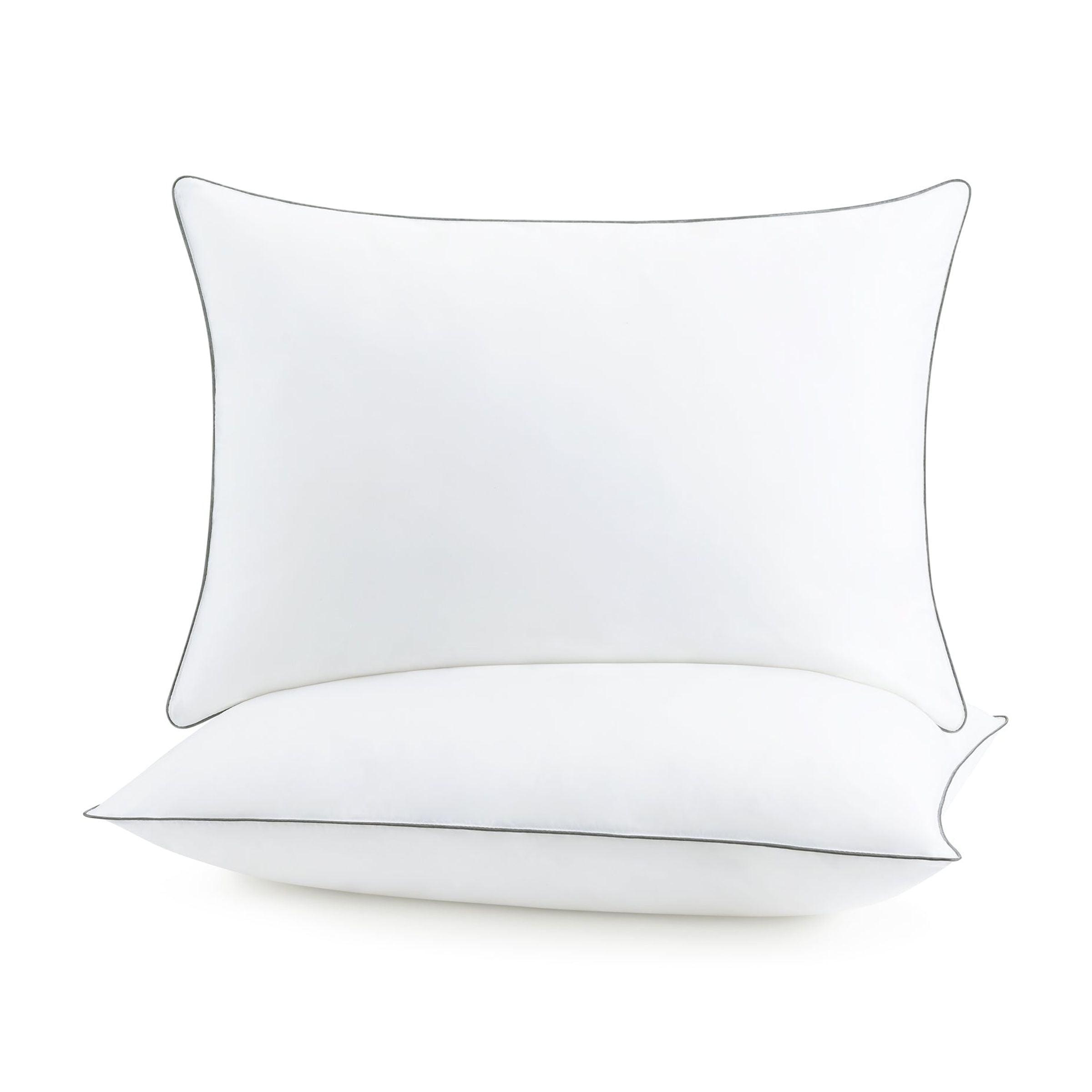 Host & Home Hypoallergenic Pillows (2 Pack) - White with Silver Piping, Cotton with Poly Fill