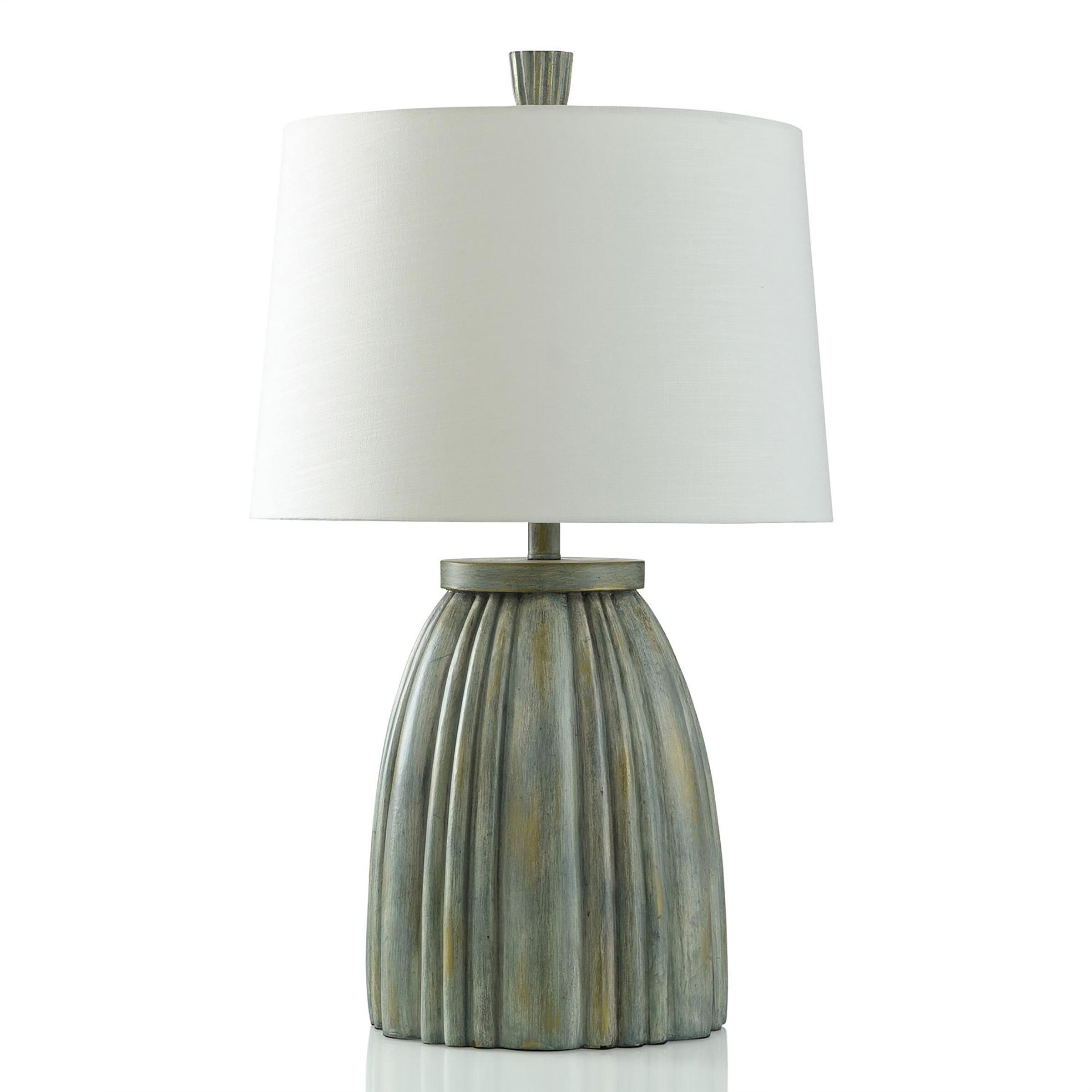 Washed Sage Green Stone Ribbed 30" Table Lamp with 3-Way Switch