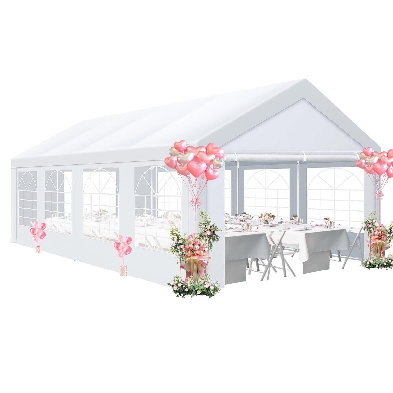 13' x 26' White Heavy Duty Waterproof Party Tent with Removable Sidewalls