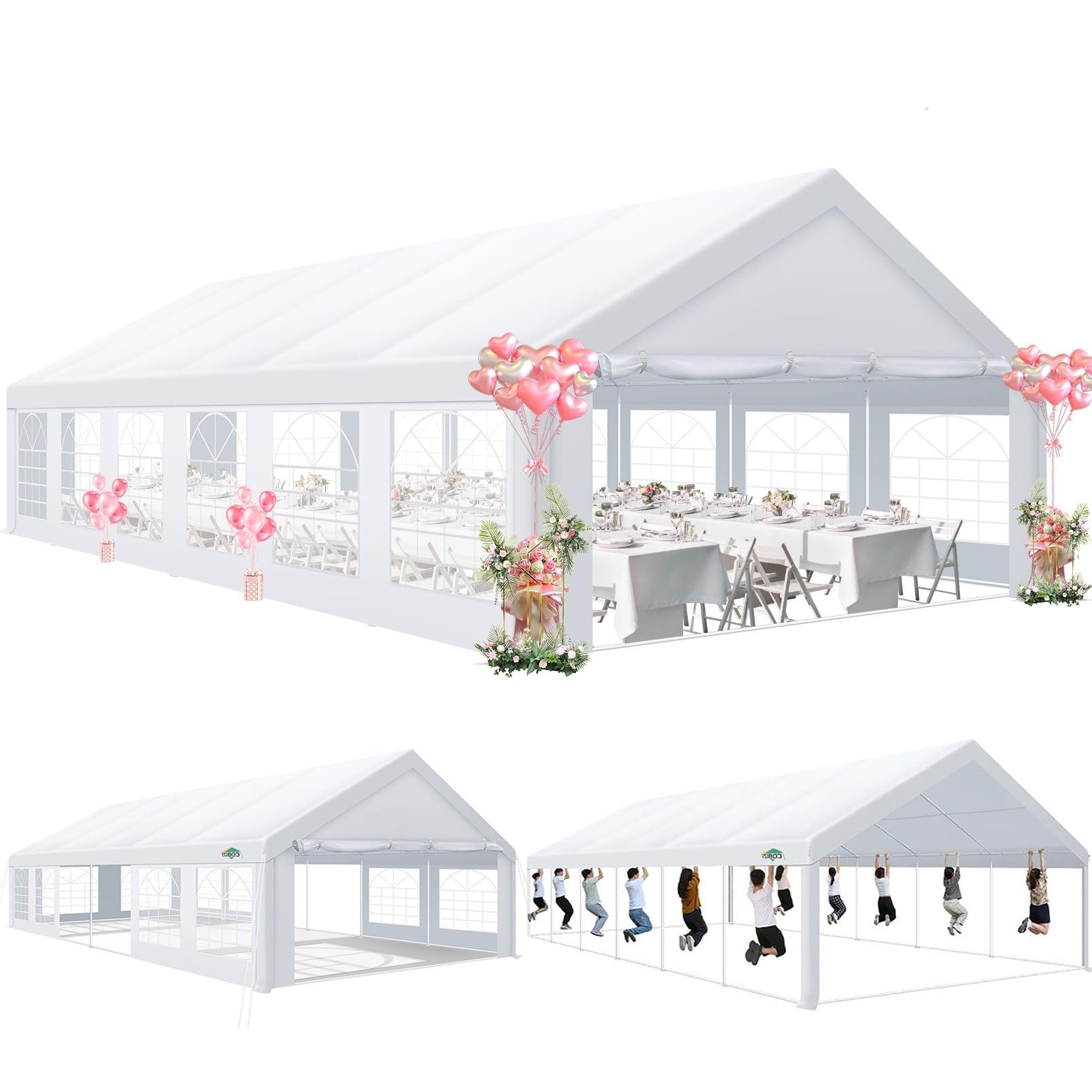 HOTEEL 20x40 Party Tent Heavy Duty with 8 Removable Sidewalls & 4 Built-in Sandbags, Commercial Wedding Large Tent, UV 50+, Waterproof, White