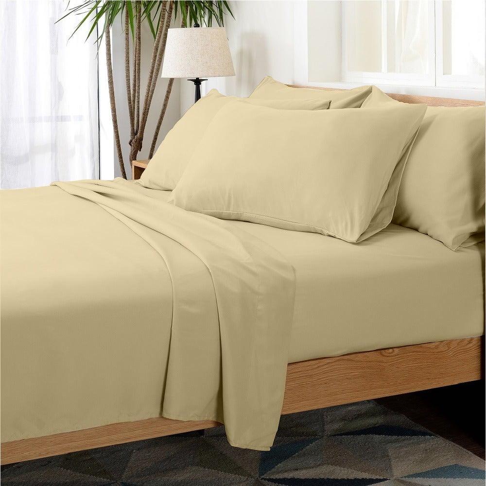 Hotel Collection Rayon derived from Bamboo Bed Sheet Set - 6 Piece, Full, Beige