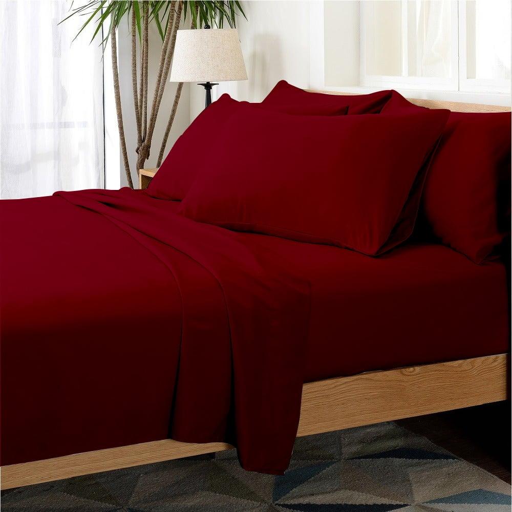 Solid 6 Piece Sheet Set - Ultra Soft - Becky Cameron (Extra Pillow Cases!), Burgundy, King