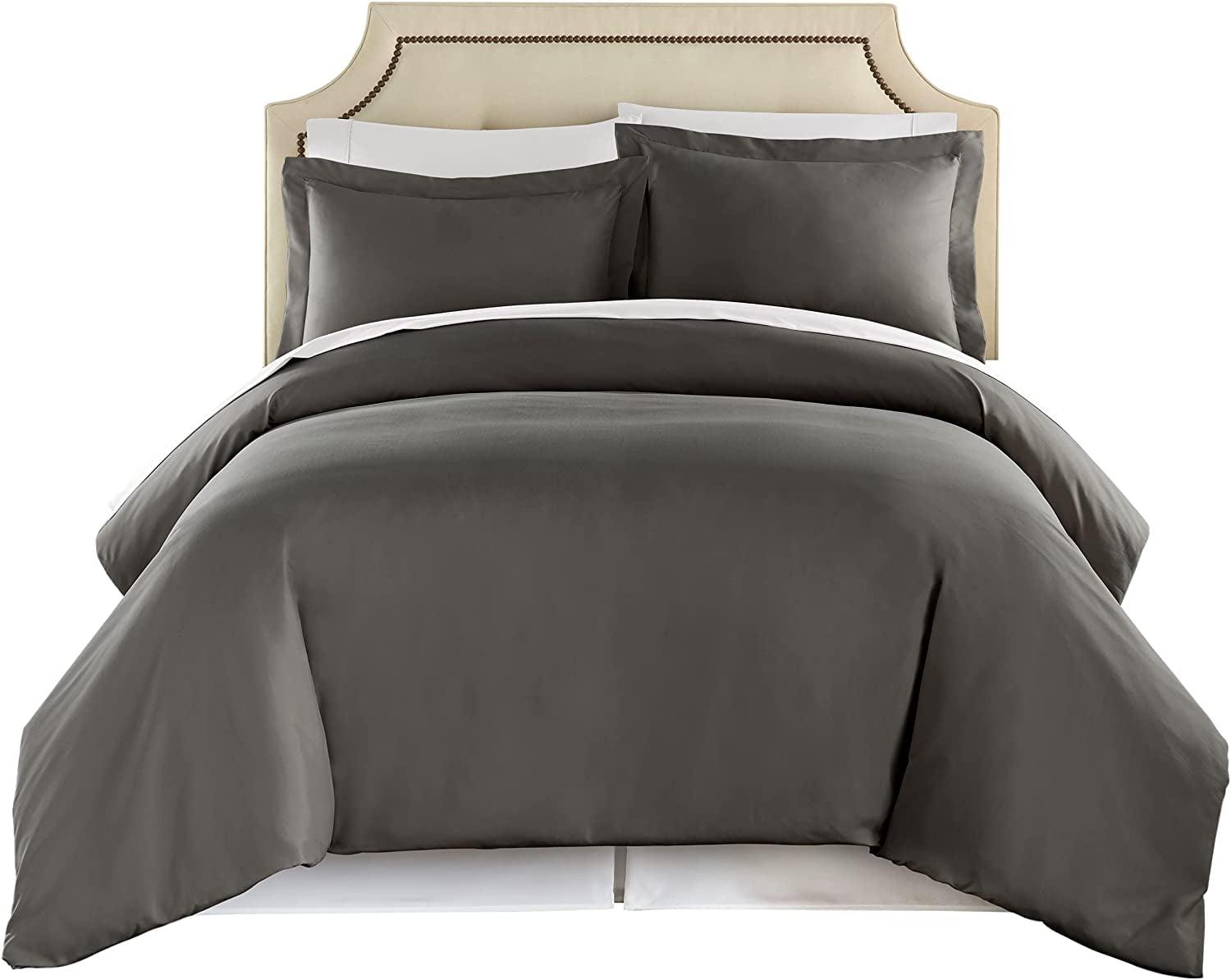 Gray Queen Size Microfiber 3-Piece Duvet Cover Set