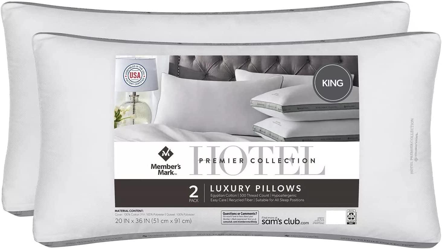 King Size White Hypoallergenic Polyester Pillows, 2 Pack