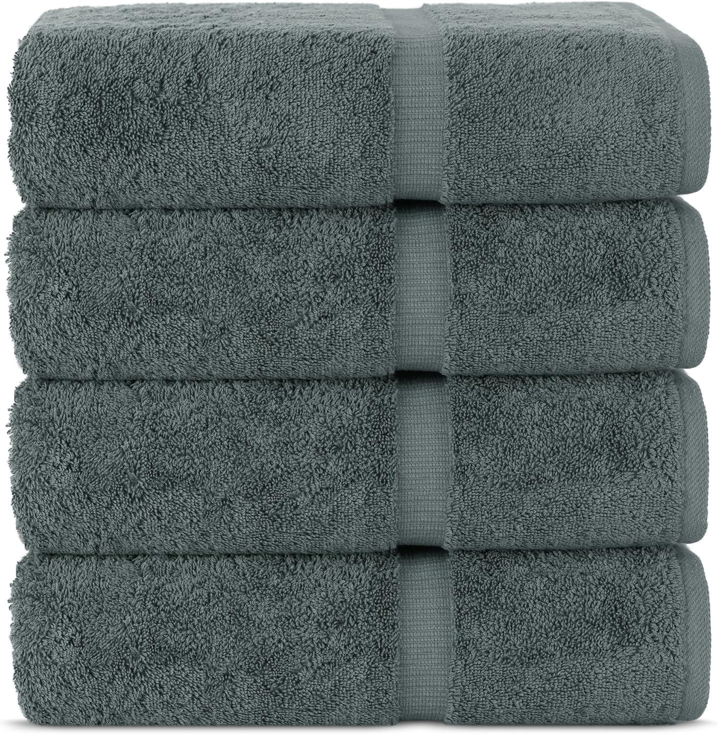 Dark Gray 4-Piece Turkish Cotton Bath Towel Set