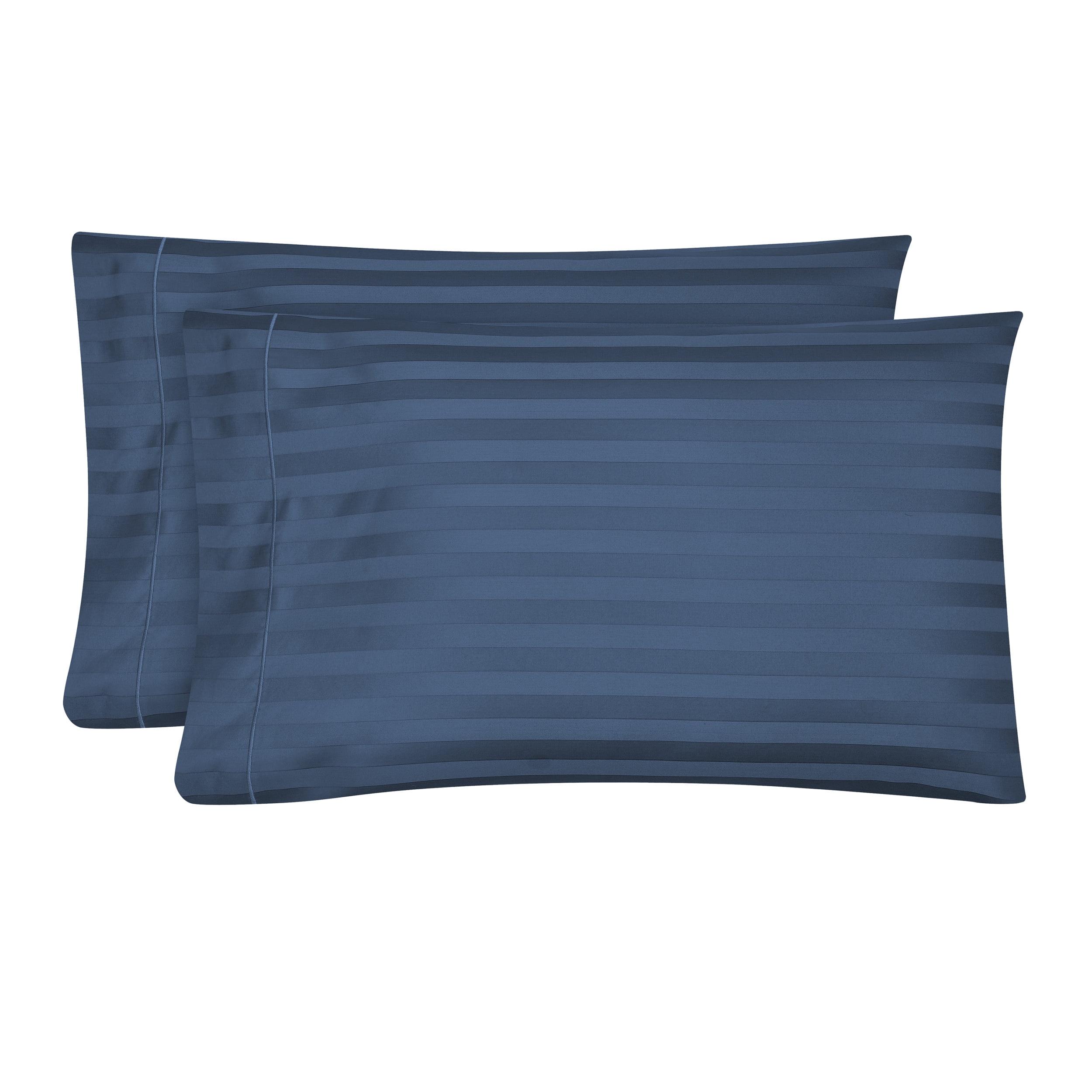 Hotel Style 600 Thread Count Navy Damask Stripe Egyptian Cotton Adult Pillow Cases, King (2 Count)