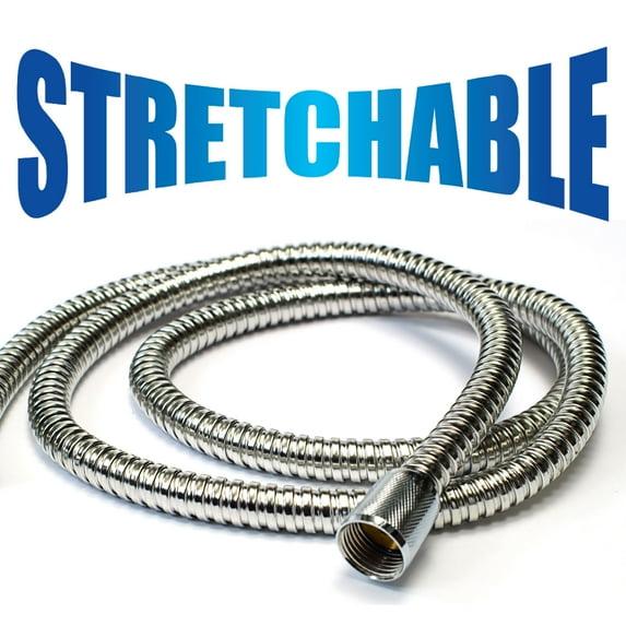 HotelSpa 5 to 7 Foot Extra Long Stretchable Stainless Steel Shower Hose Stretches to Your Needs!