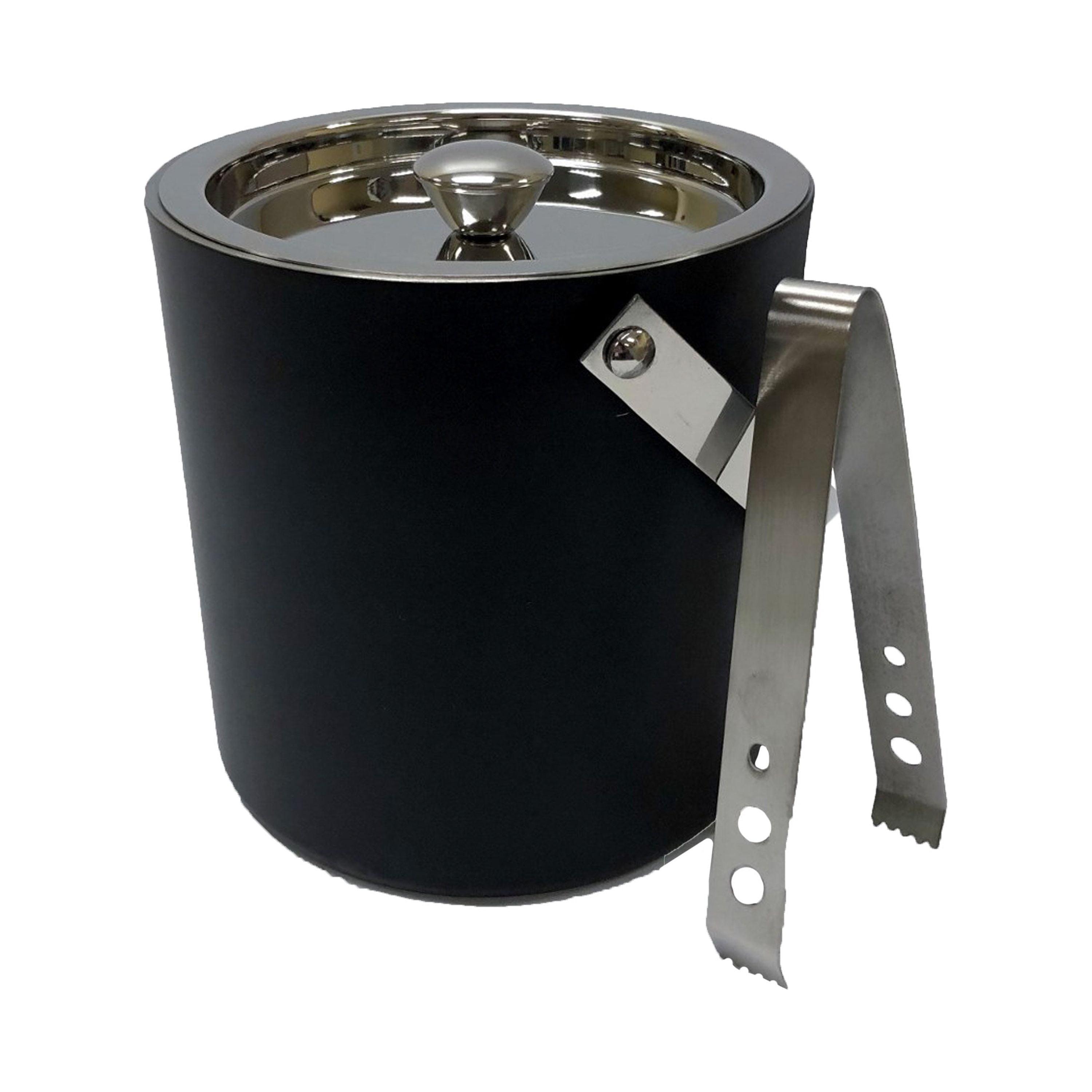 Matte Black Stainless Steel Ice Bucket with Tongs