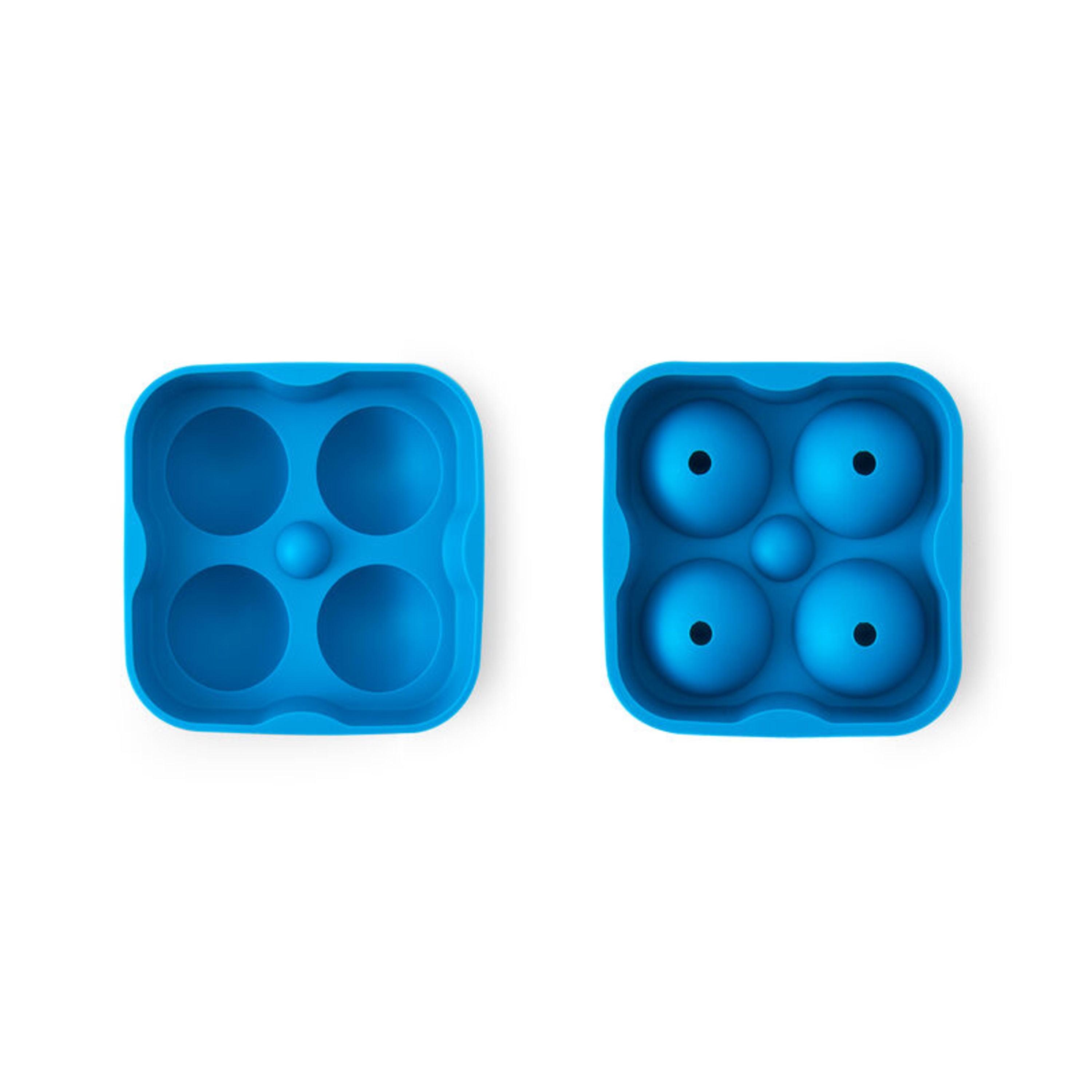 Houdini Ice Sphere Tray: Silicone Whiskey Ice Mold, Reusable BPA-Free, Dishwasher Safe, Turquoise Blue, 4 Cavities