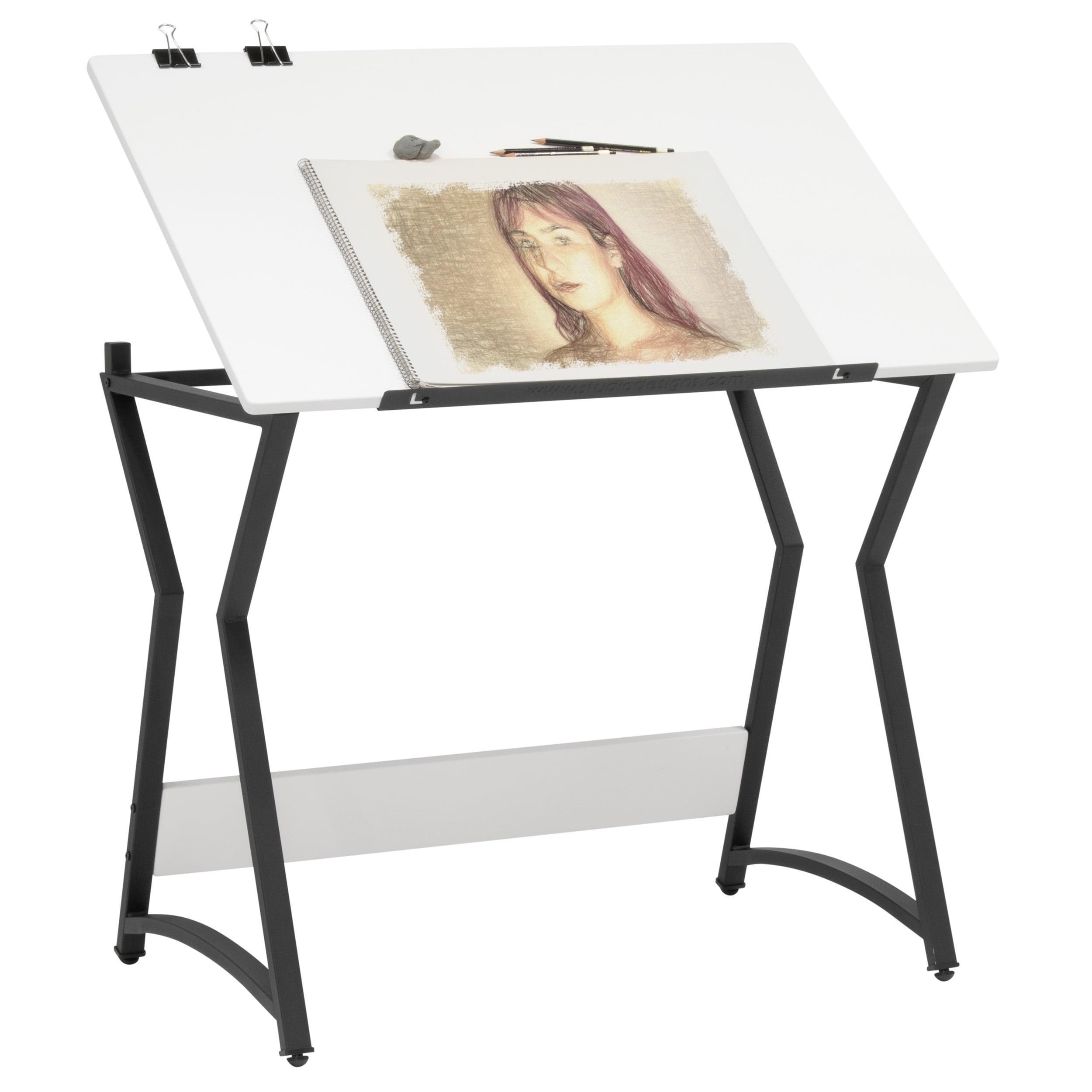 36" Wide Hourglass Craft Drawing Table with Angle Adjustable Top - Studio Designs Home: Powder-Coated Steel, Wood Surface