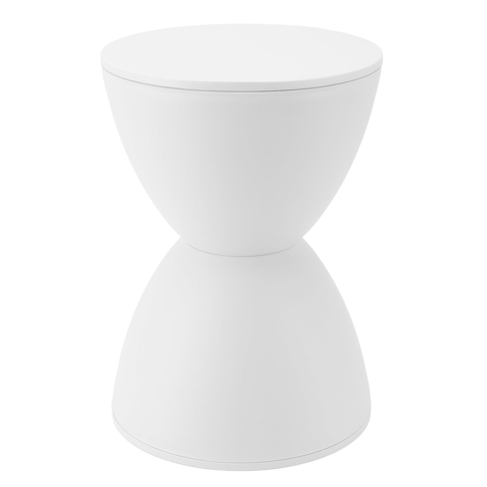 White Plastic Hourglass Shaped Stool Side Table