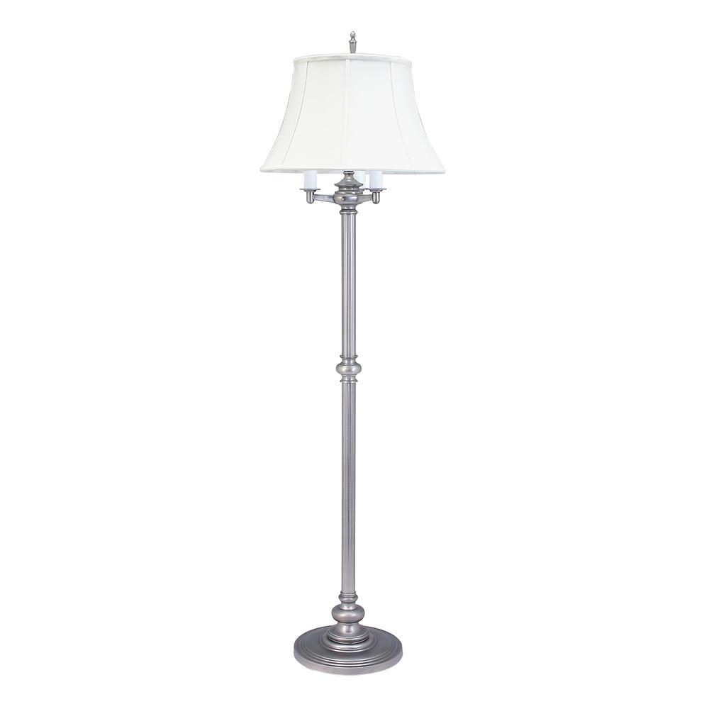 Newport Elegance Pewter 66'' Floor Lamp with White Linen Shade