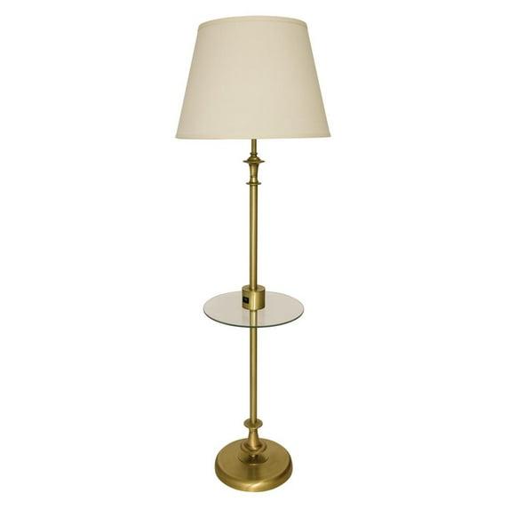 House of Troy Randolph Floor Lamp with Table and USB Port in Antique Brass