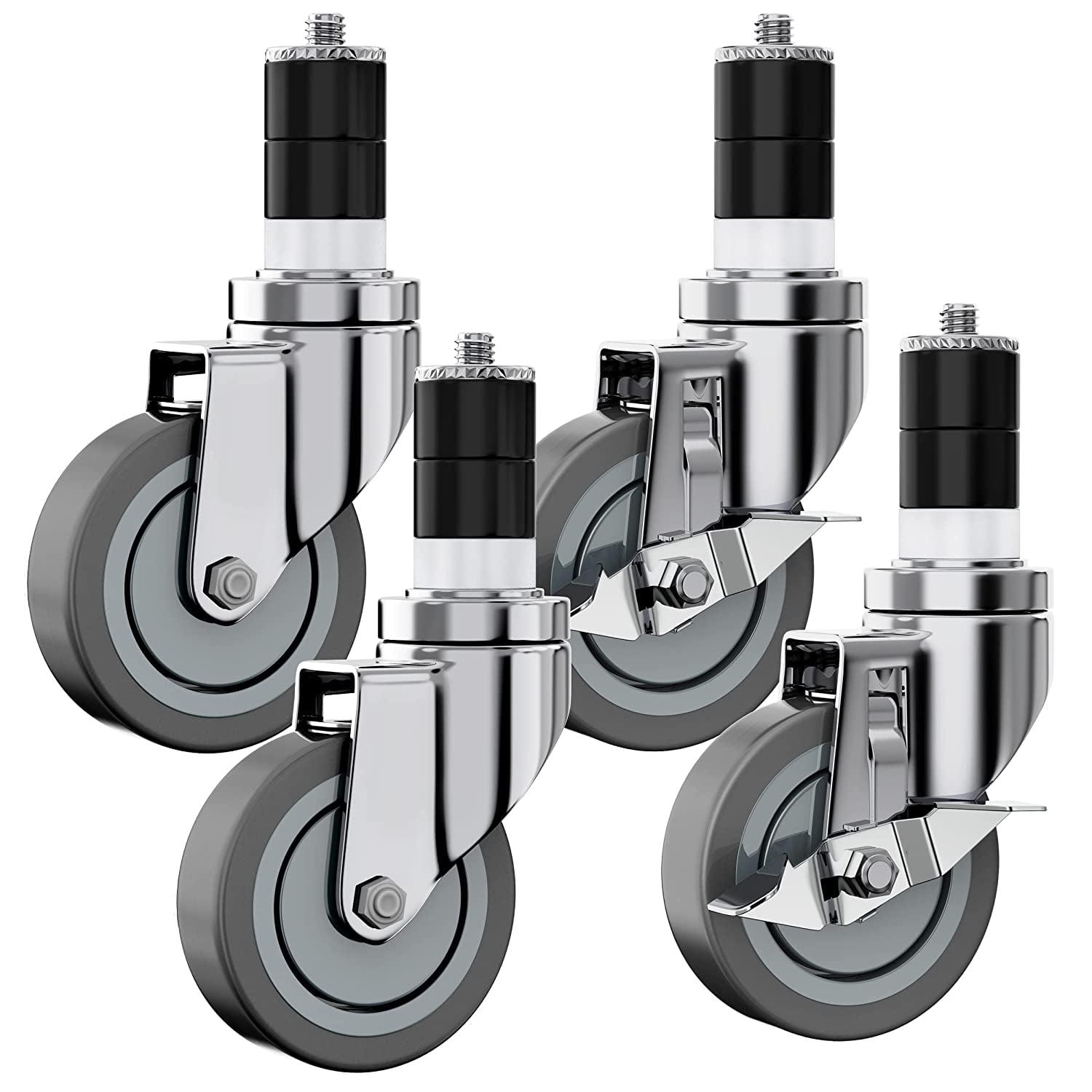 4-Inch Gray Polyurethane Swivel Caster Wheels with Locking Mechanism