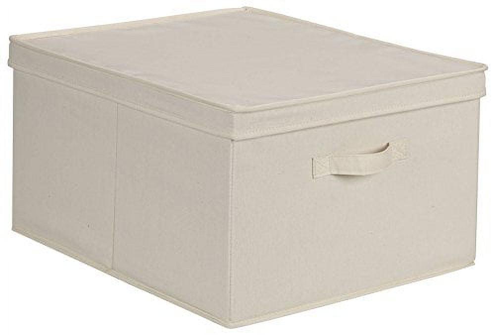 Household Essentials 115 Storage Box with Lid and Handle | Natural Beige Canvas | Jumbo