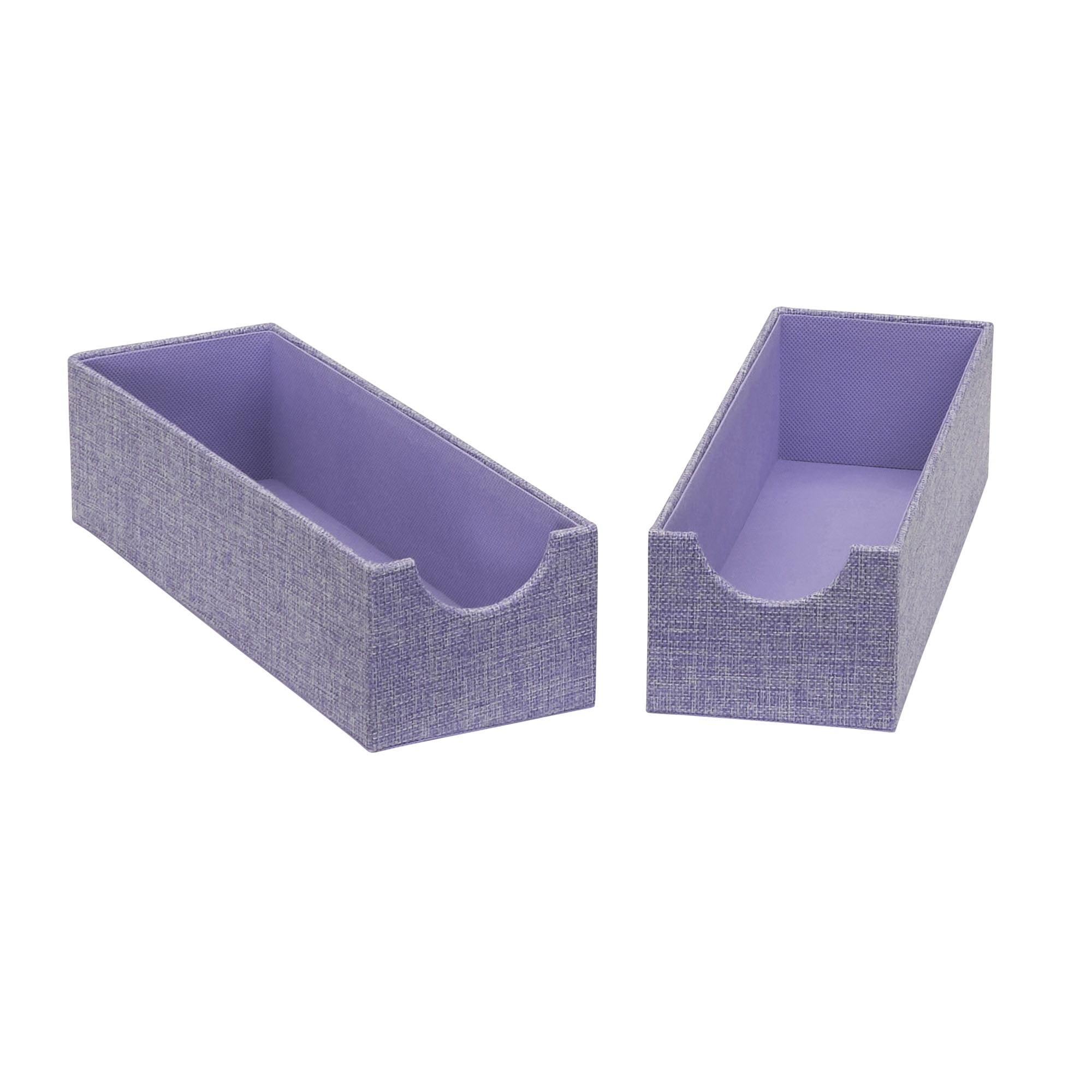 Set of 2 Iris Narrow Drawer Organizers with Polyester Linen