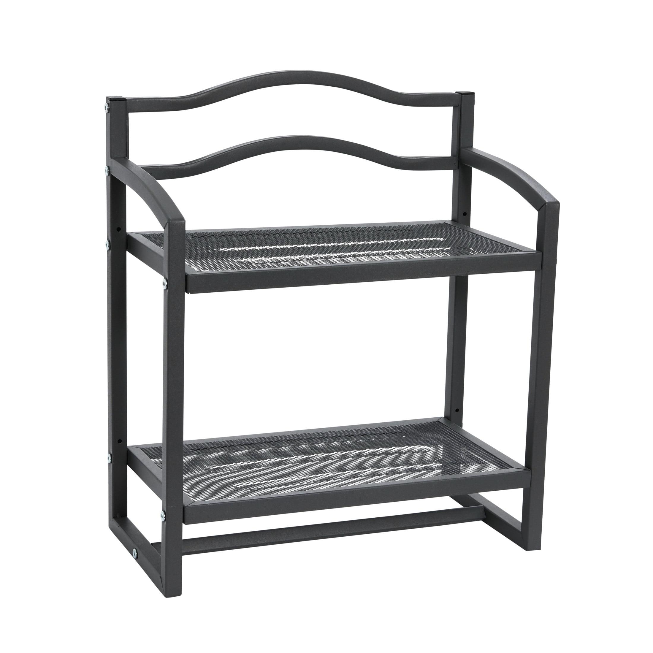 Household Essentials 2 Tier Metal Wall Mount Bathroom Storage Rack Gray