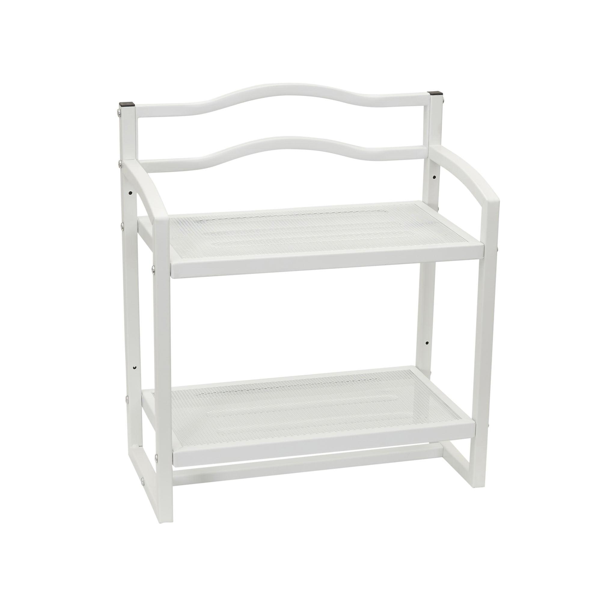 Household Essentials 2 Tier Metal Wall Mount Bathroom Storage Rack White