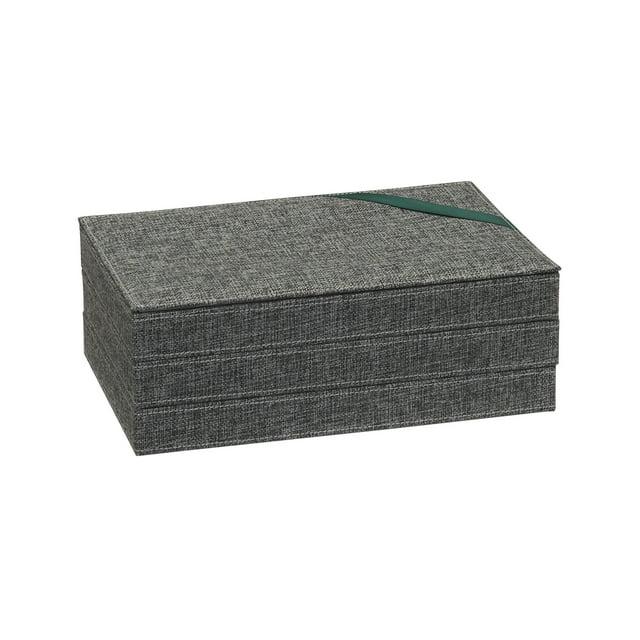 Household Essentials 3pc Stacking Jewelry Trays Graphite Linen: Stackable Jewelry Organizer & Storage, Gray, Adult Use
