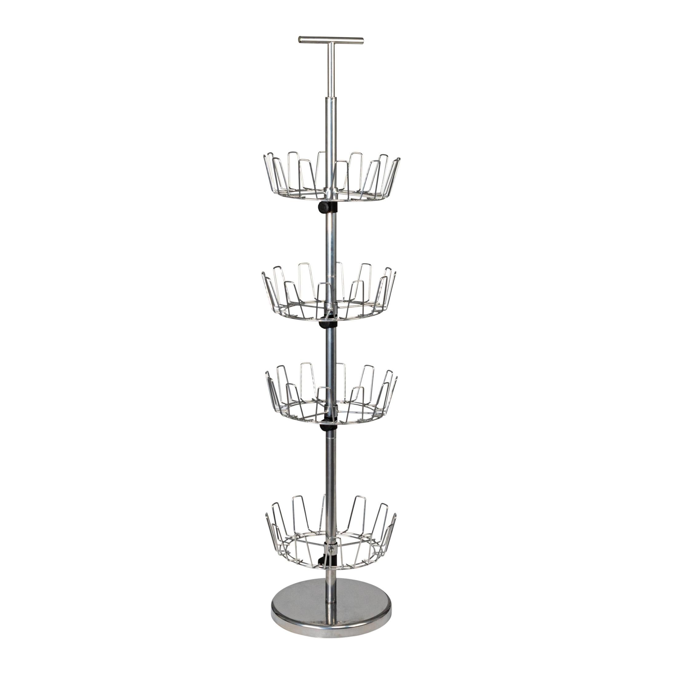 Household Essentials 4 Tier Shoe Tree Silver: Iron Frame Shoe Rack, Holds 24 Pairs, Freestanding Shoe Storage Solution