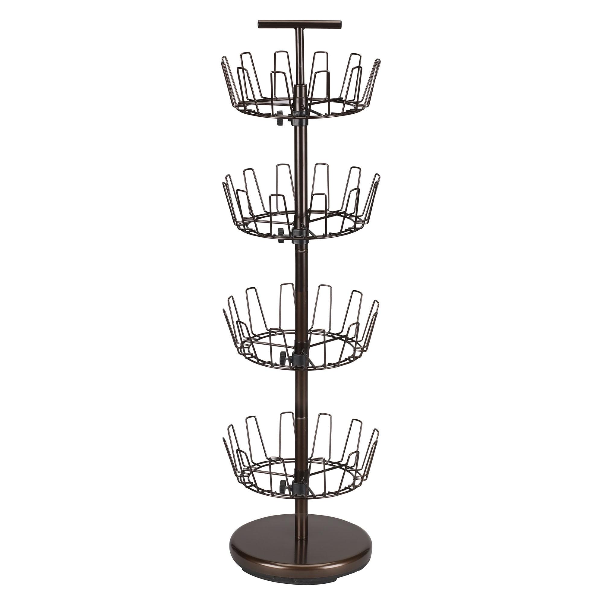 4-Tier Revolving Shoe Tree, Heavy-Duty Steel with Stabilized Base, Holds 24 Pairs of Shoes, Antique Bronze