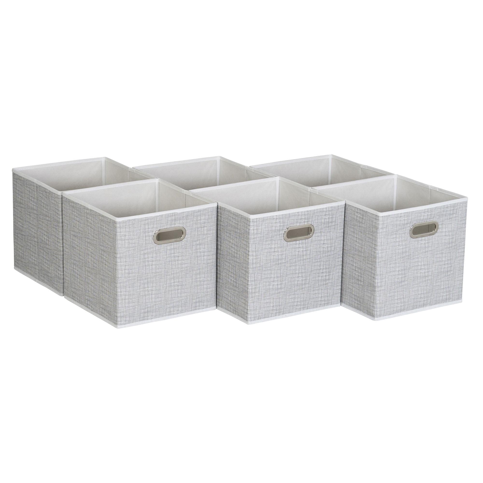 Household Essentials 6 ct Open Fabric Cube Storage Bins, White Mix