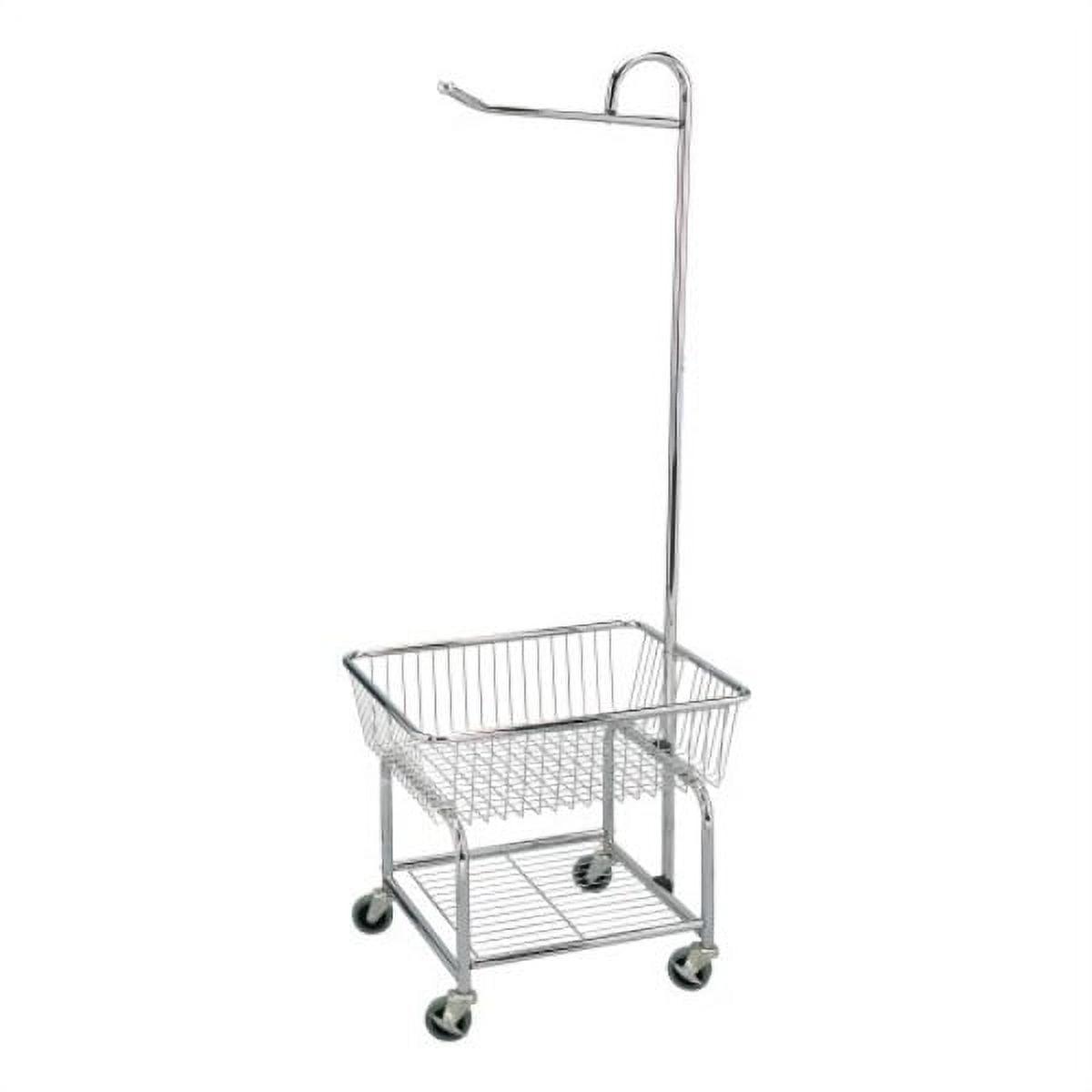 Alieon Standard Commerical Laundry Bulter Rolling Laundry Cart with Hanging Bar, Silver