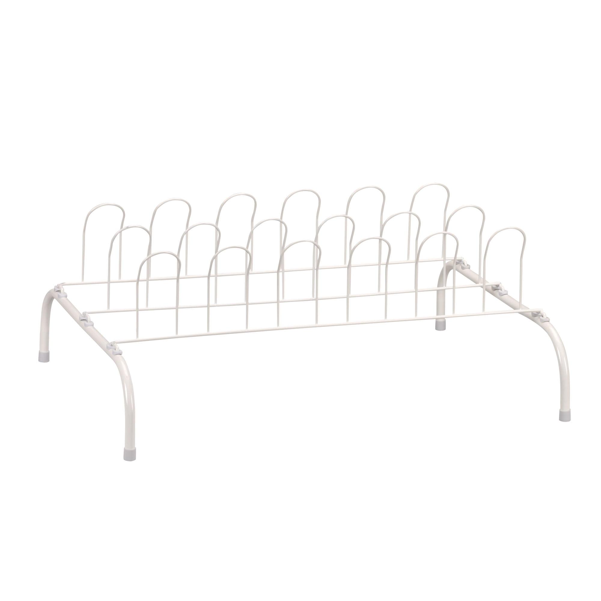 Household Essentials Wire Shoe Rack White: Metal Freestanding Shoe Organizer for Closet & Entryway, Holds 9 Pairs