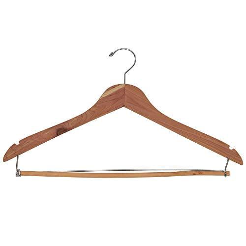 Red Cedar Wood Hangers with Locking Trouser Bar, Set of 4