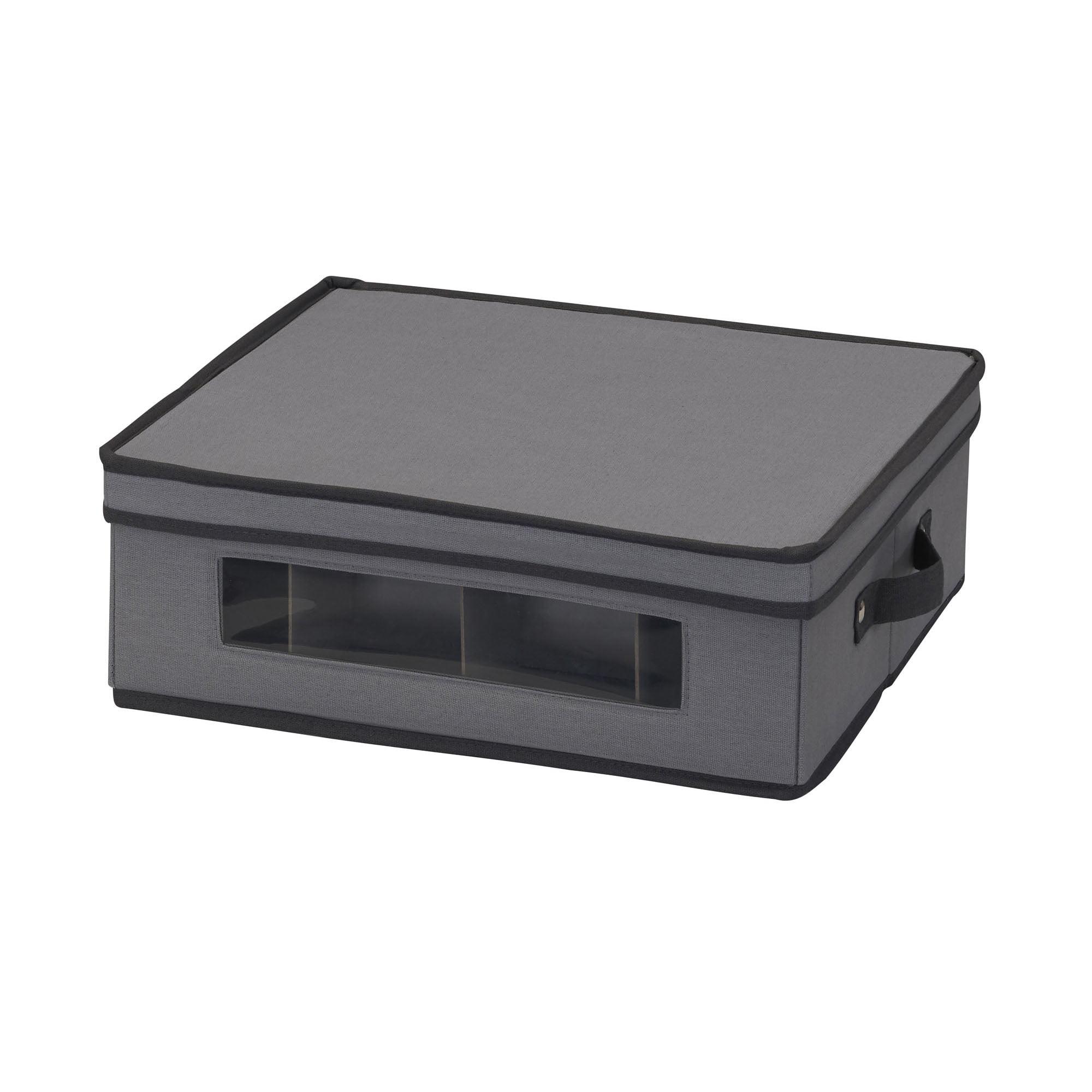 Gray Stackable Collapsible Plastic Lidded Storage Box