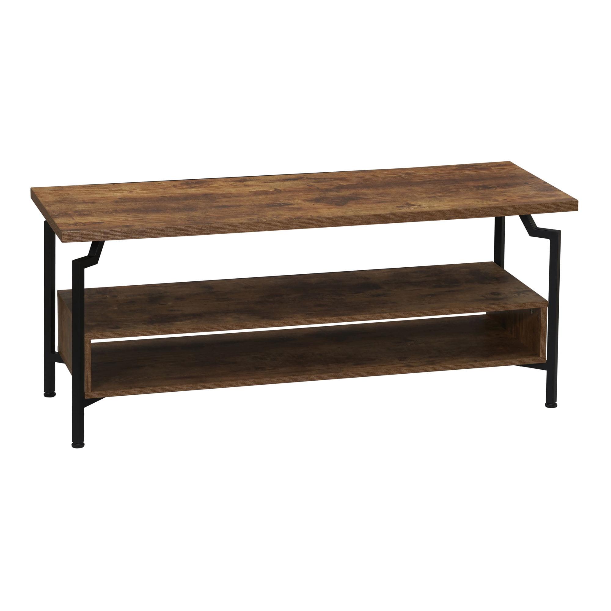 Rustic Hickory Architectural Multi-Tier Wood TV Stand