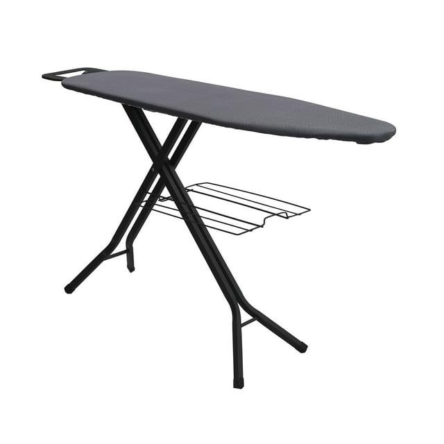 Household Essentials Deluxe Matte Black Ironing Board 4 Legs: Collapsible Metal, 54" x 14", 12.85 lbs, No Warranty