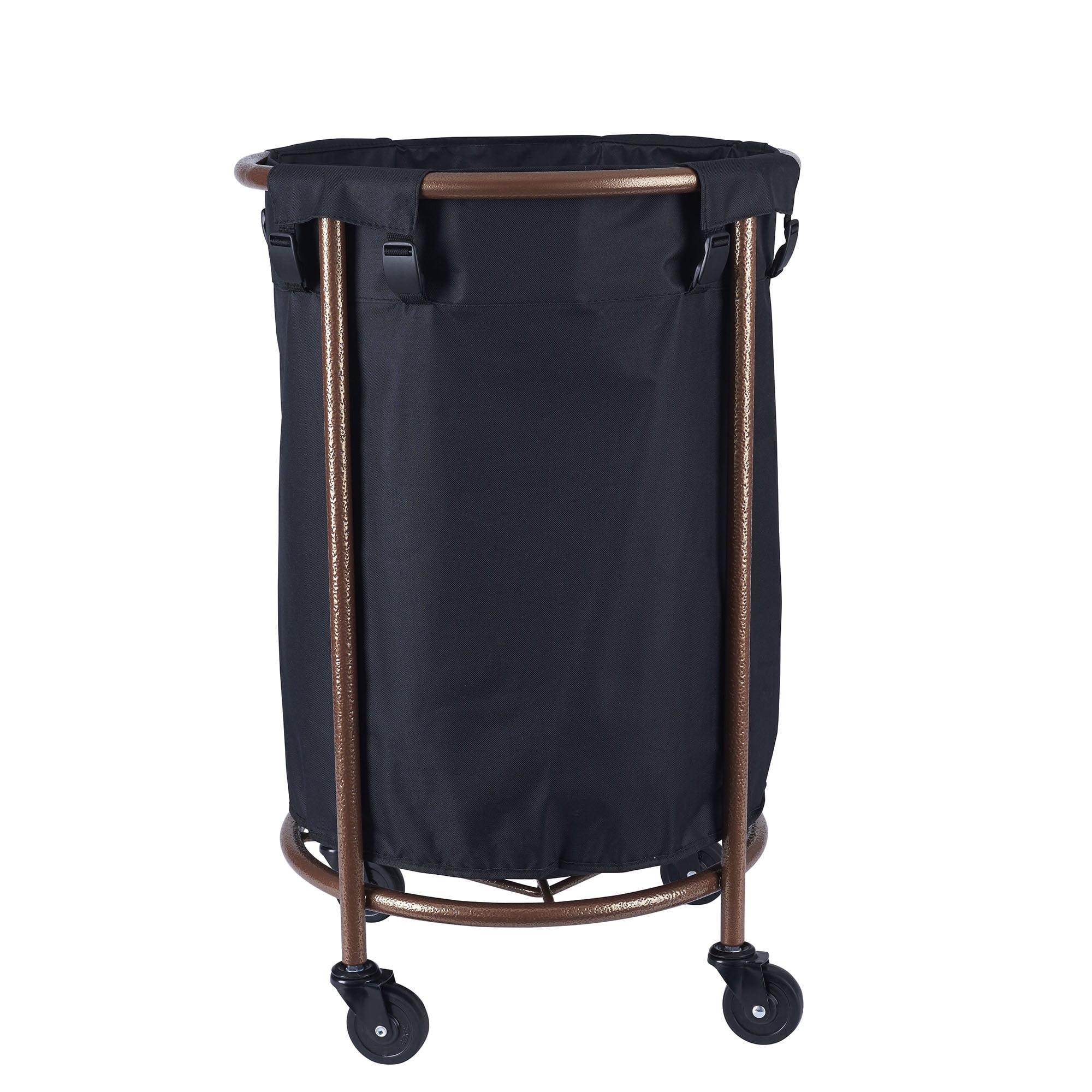 Copper and Black Collapsible Laundry Hamper with Wheels