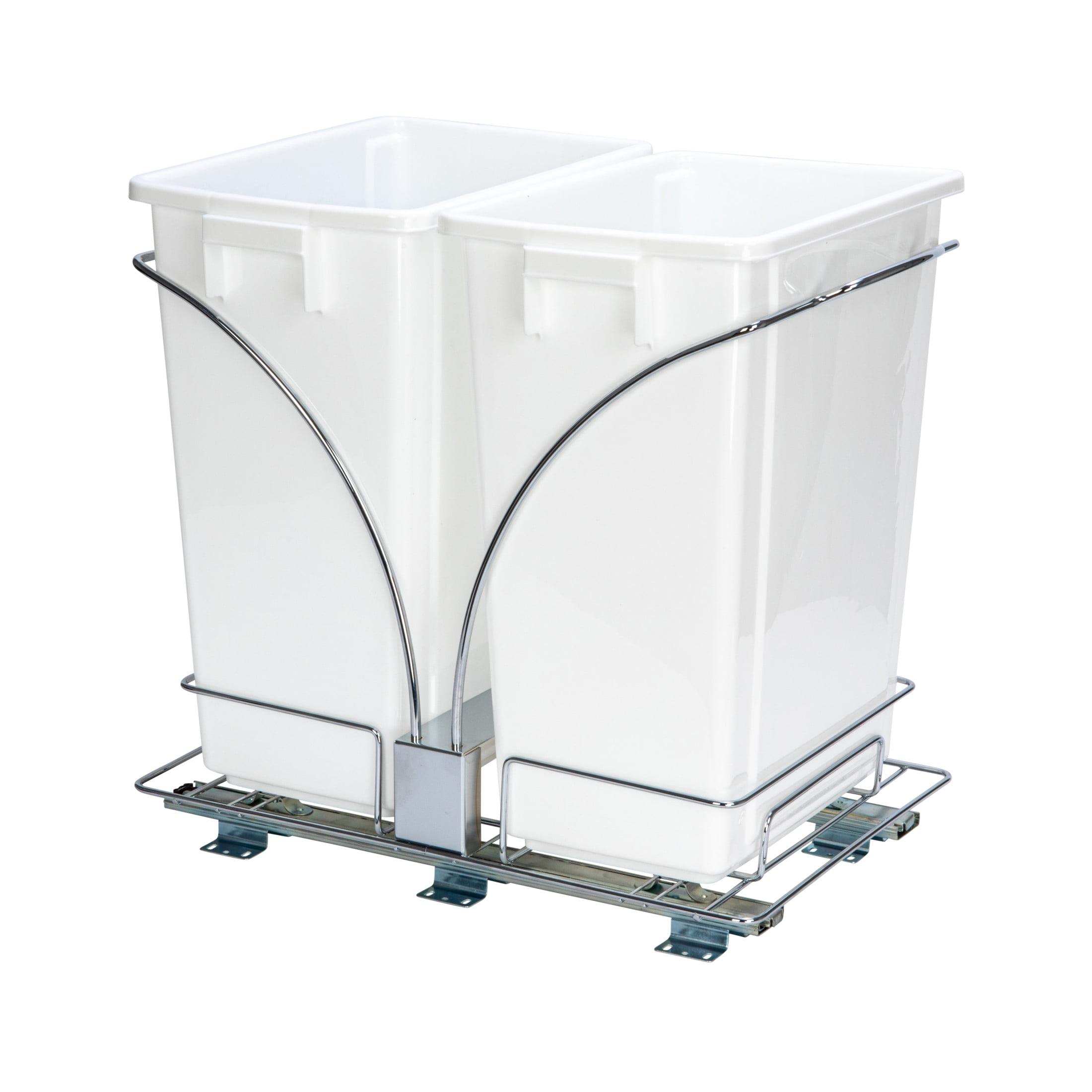 White Double 9 Gallon Pull-Out Plastic Trash Cans