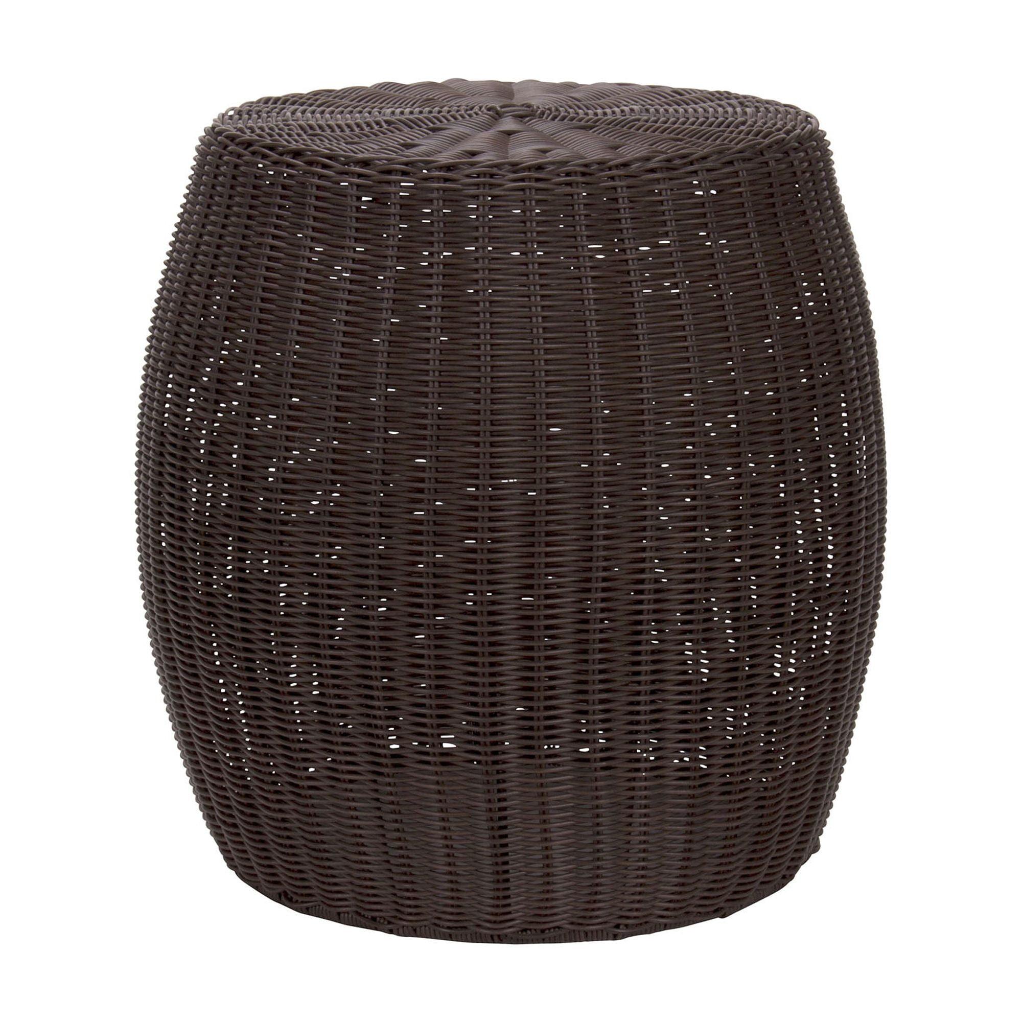 Brown Resin Wicker Barrel Side Table