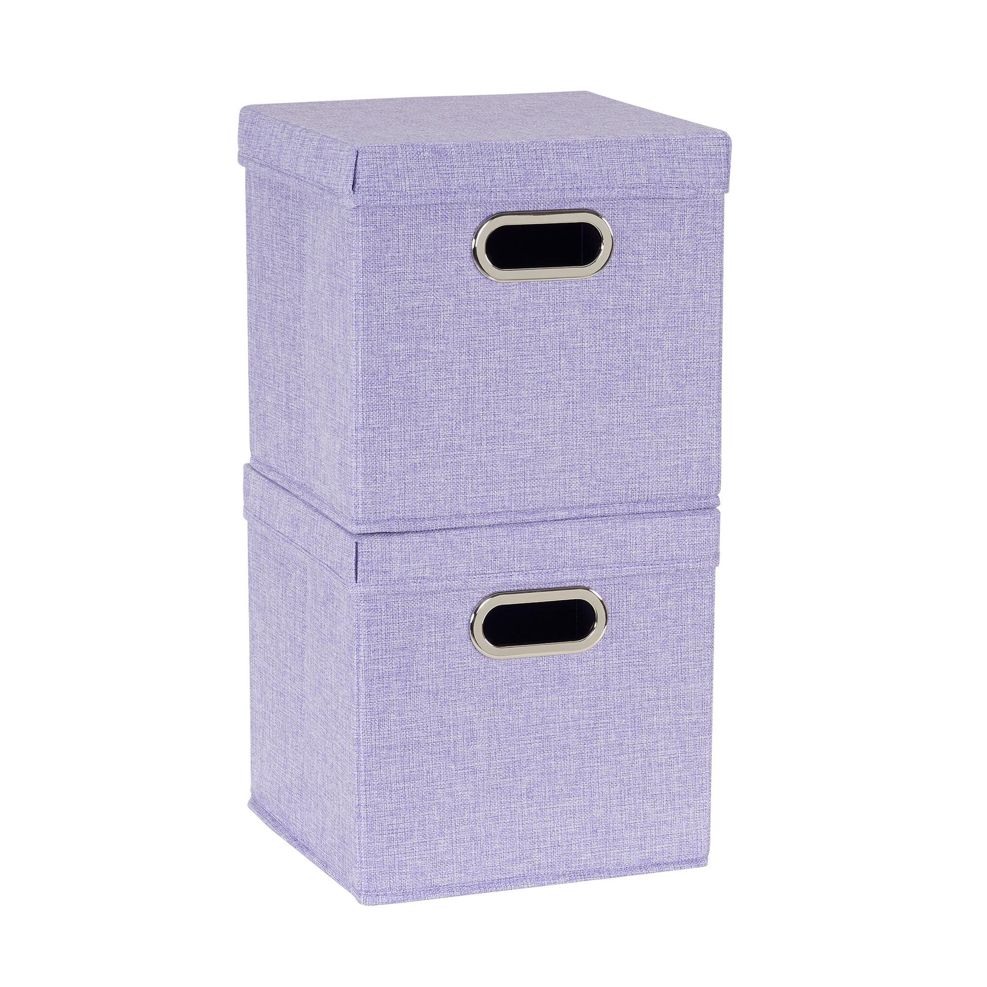 Household Essentials Heather KD Cube Set, 2pk, Collapsible Linen, Iris