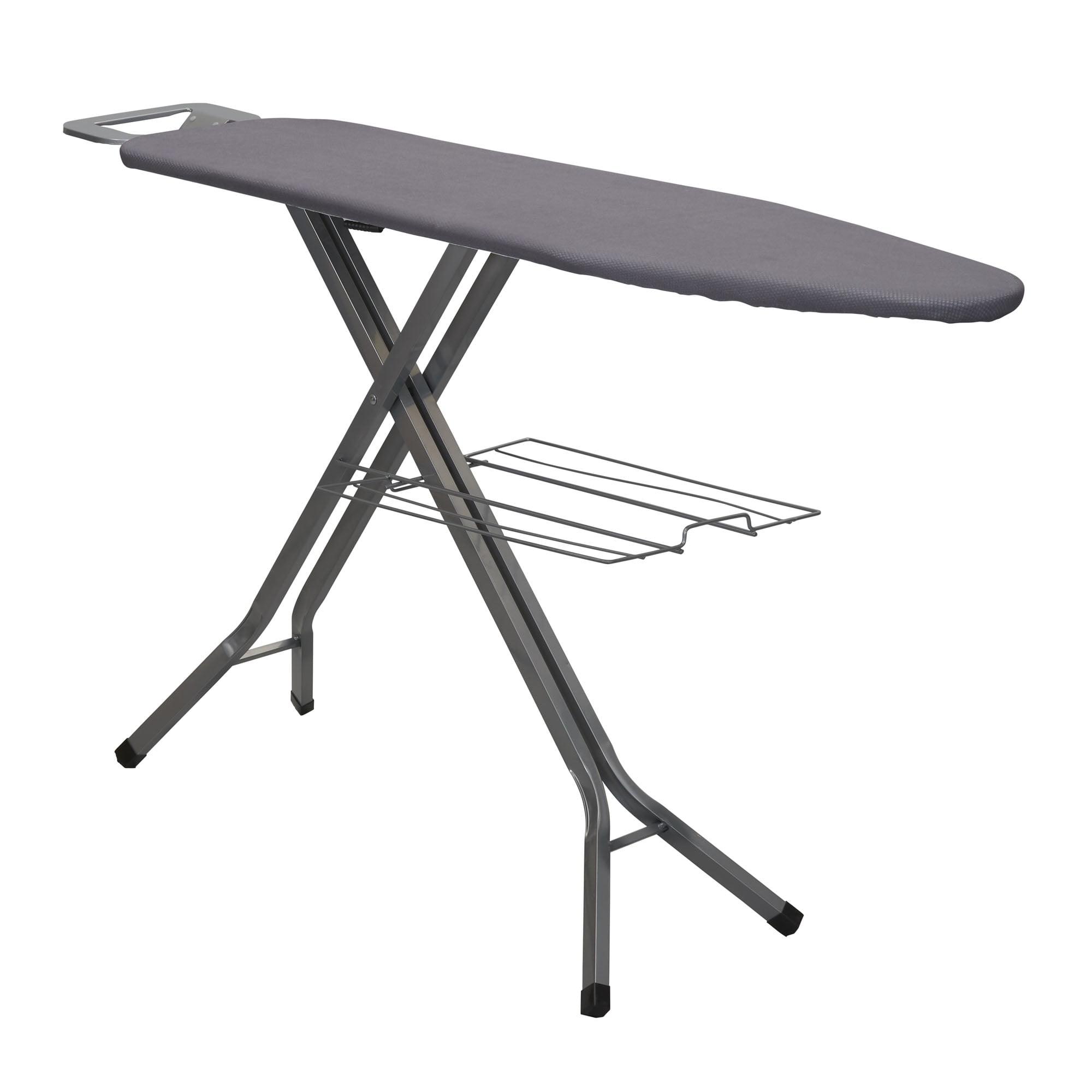 Household Essentials Ironing Center Mesh Steel Top Silver: Full Size Adjustable Ironing Board with Non-Slip Iron Rest