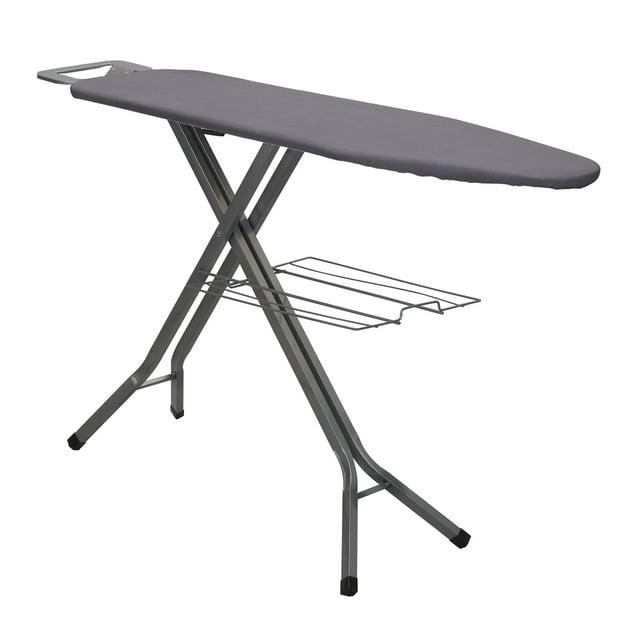 Household Essentials Ironing Center Mesh Steel Top Silver: Full Size Adjustable Ironing Board with Non-Slip Iron Rest