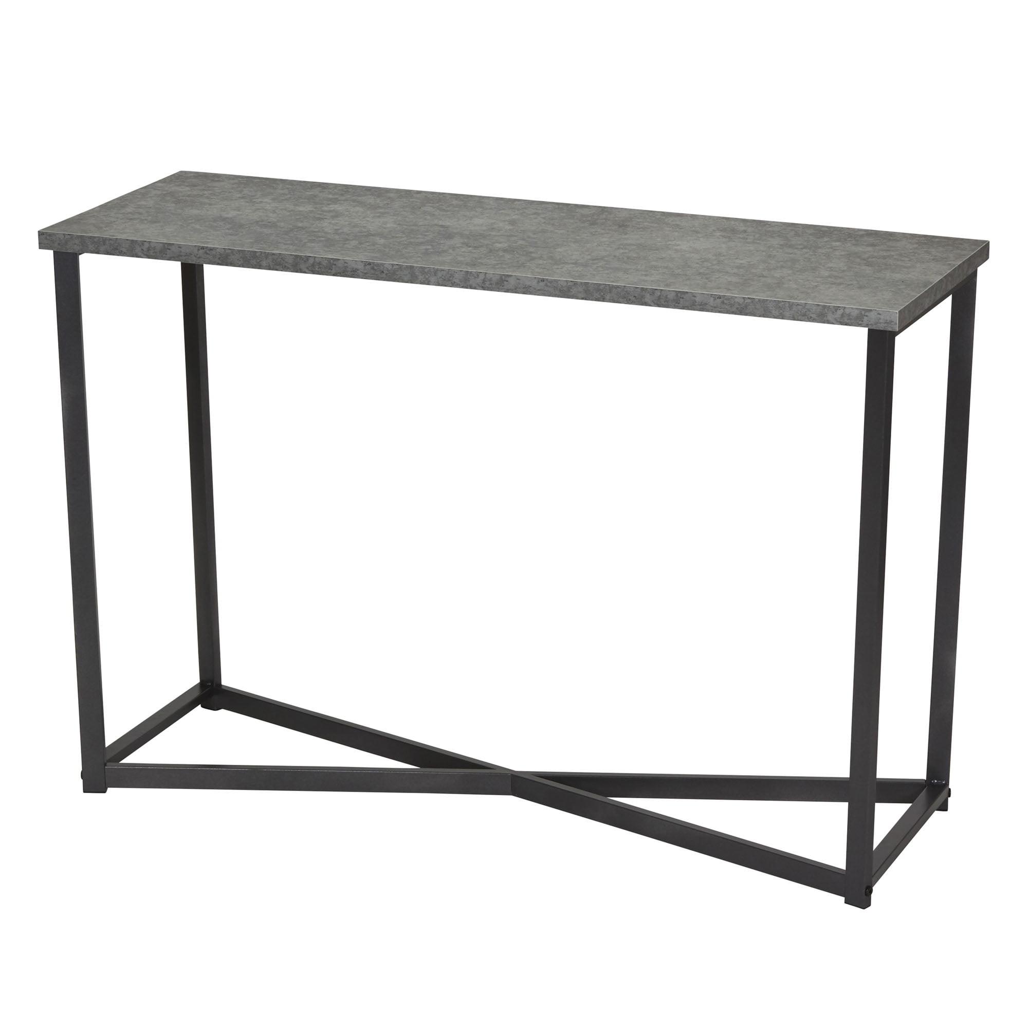 Slate Concrete & Black Metal Modern Industrial Console Table